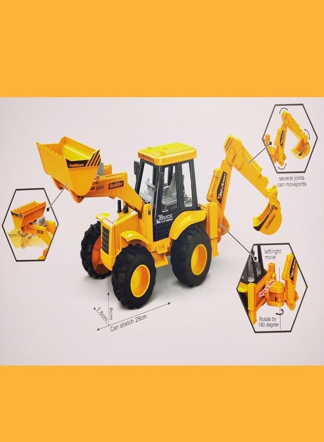 YUIOP - Friction JCB Truck for Kids - Simulation Model - Movable, Adjustable Parts (Yellow) (Pack of 1) - Image 3